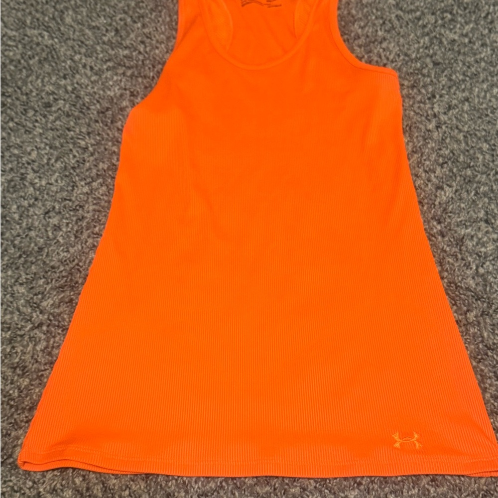 Under Armour Orange Sleeveless Tank Top heat gear